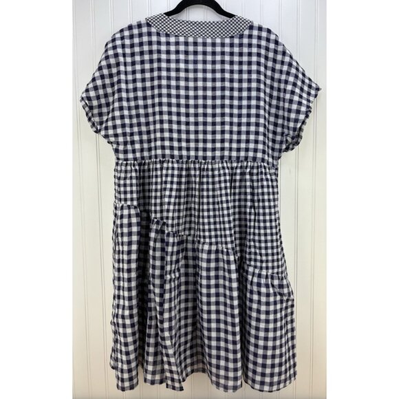 Anthropologie 11 1 TYLHO Navy Blue Gingham Check A-Line Dress Cottagecore S NWT - Picture 3 of 8